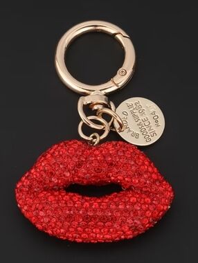 Red Lip Keychain /bag Charm with Gold Ring